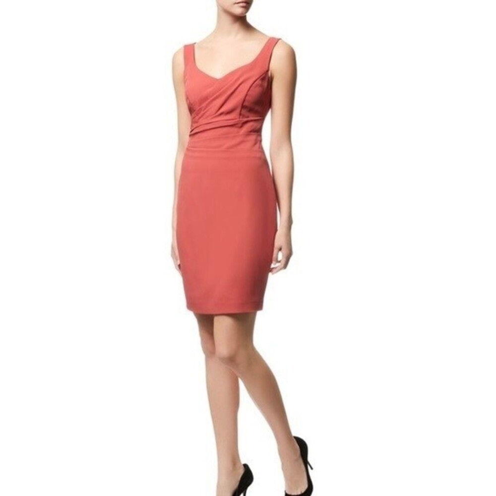 Reiss Alessia Women's US Size 6 Pink Sleeveless Ruched Pleat-Front Mini Dress